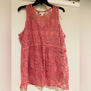 Sundance layered, v-neck lace top with built in cami